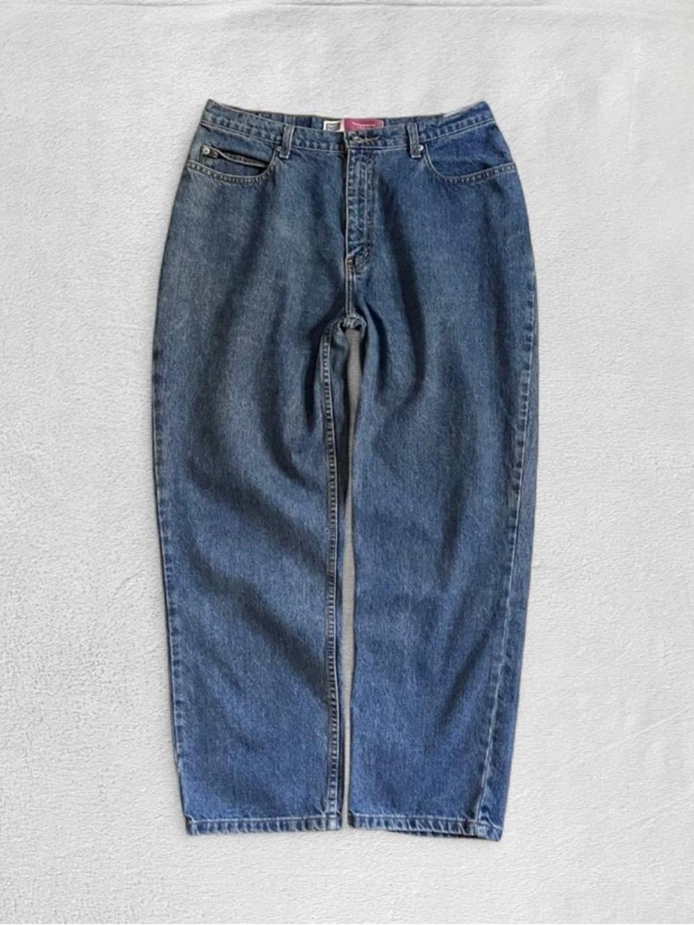 Faded Glory Vintage Dark Navy Blue Straight Cotton Denim Jeans, Vintage Size 16